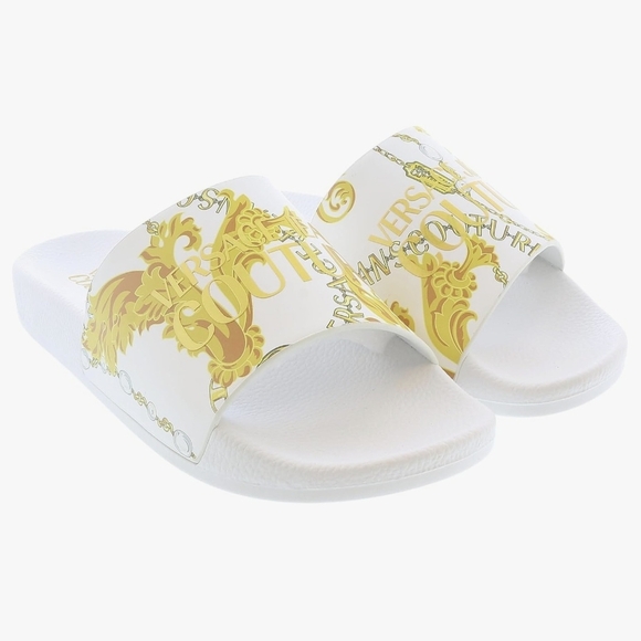 Versace Gold and White Slides